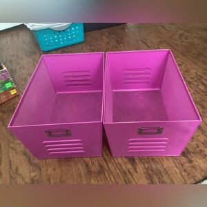 2 metal storage bins